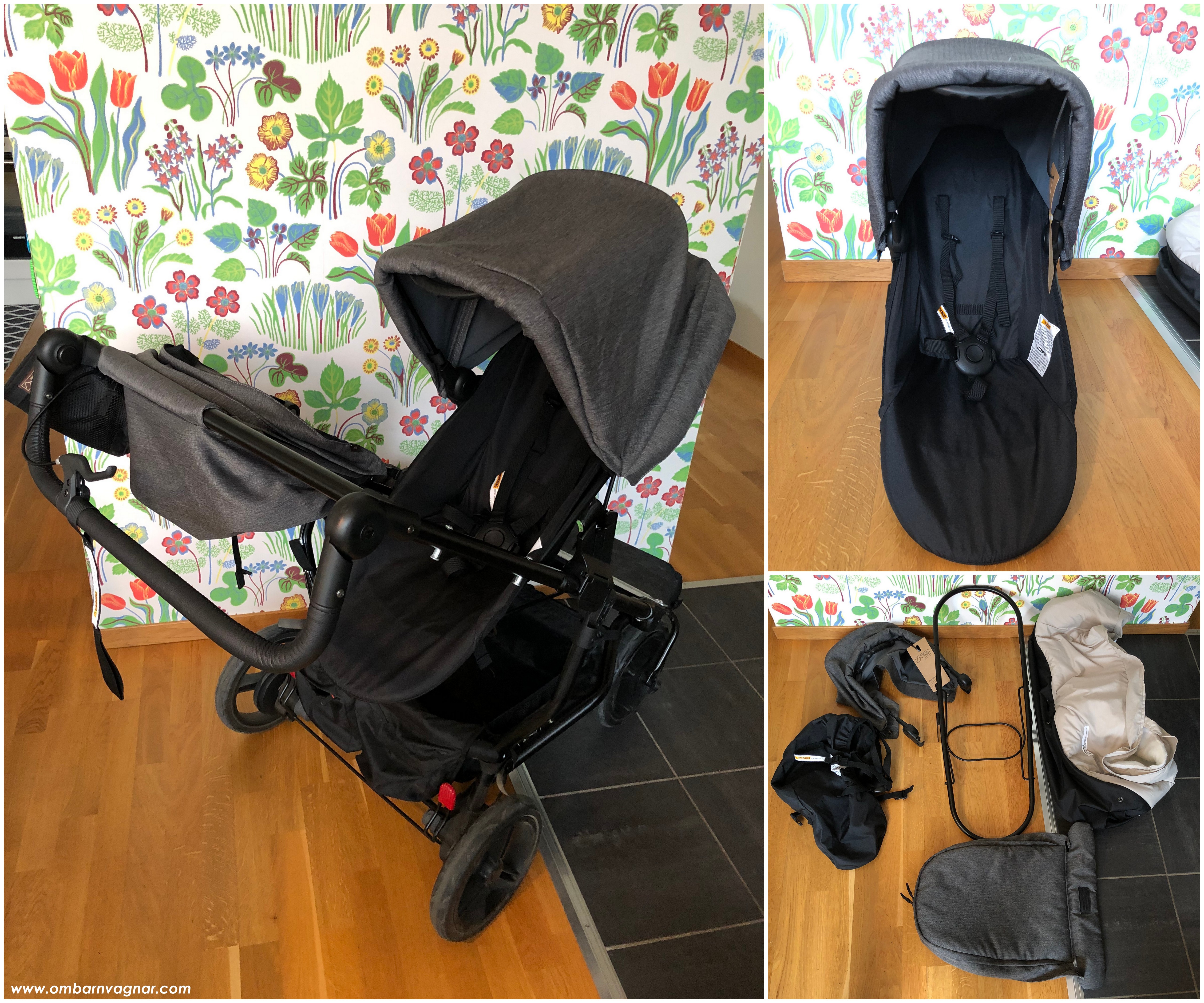 Mountain Buggy Duet Herringbone med face to face-sittdel