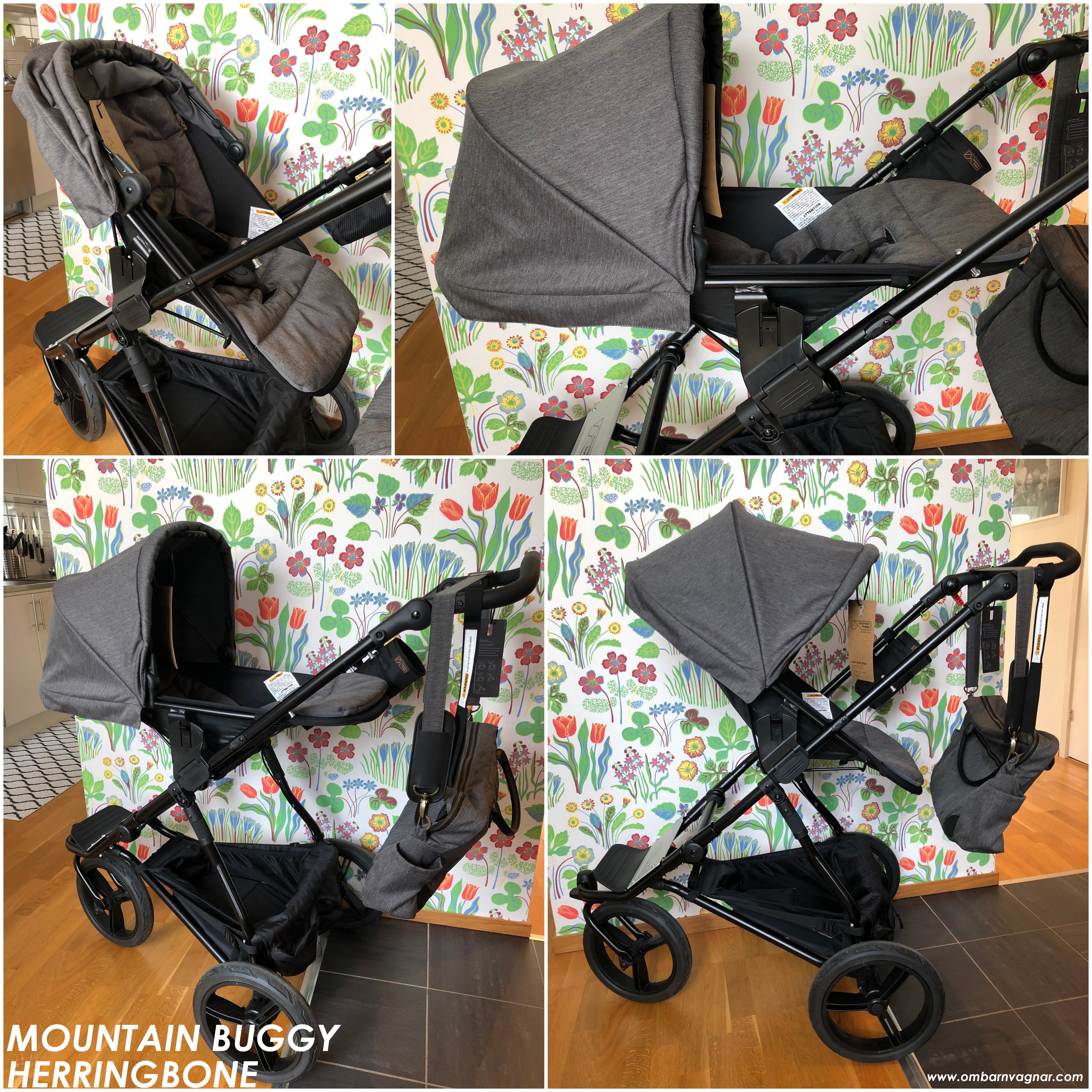 Mountain Buggy Herringbone 2019 med svart chassi och punkteringsfria däck