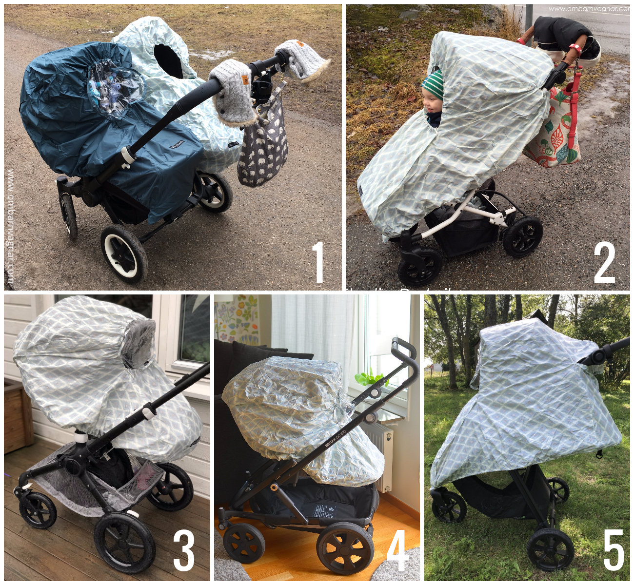 Så passar Elodie regnskydd på barnvagnar från Emmaljunga, Britax, Bugaboo och Baby Jogger.