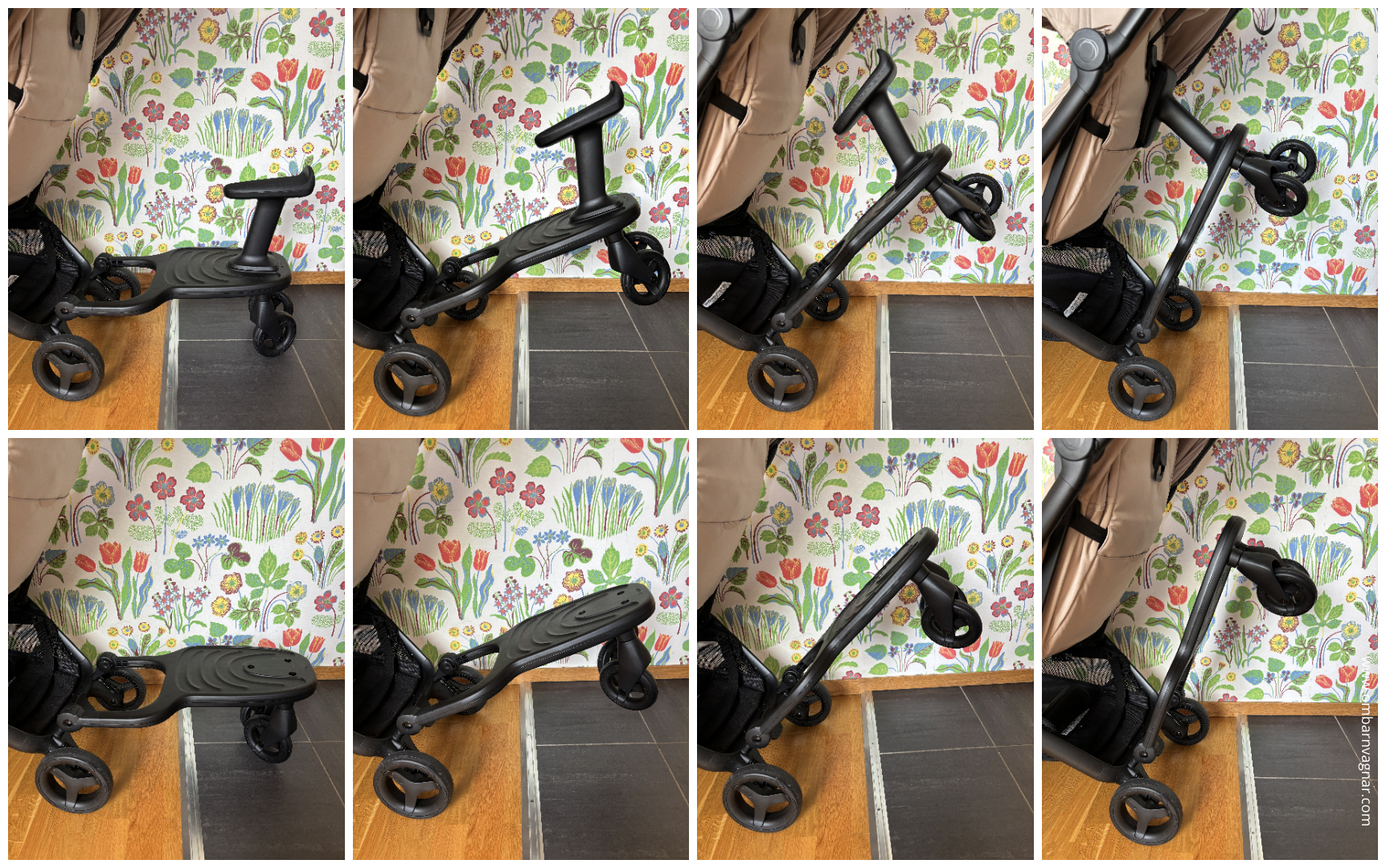 Bugaboo Wheeled Board kan fällas upp, både med och utan sittpall monterad